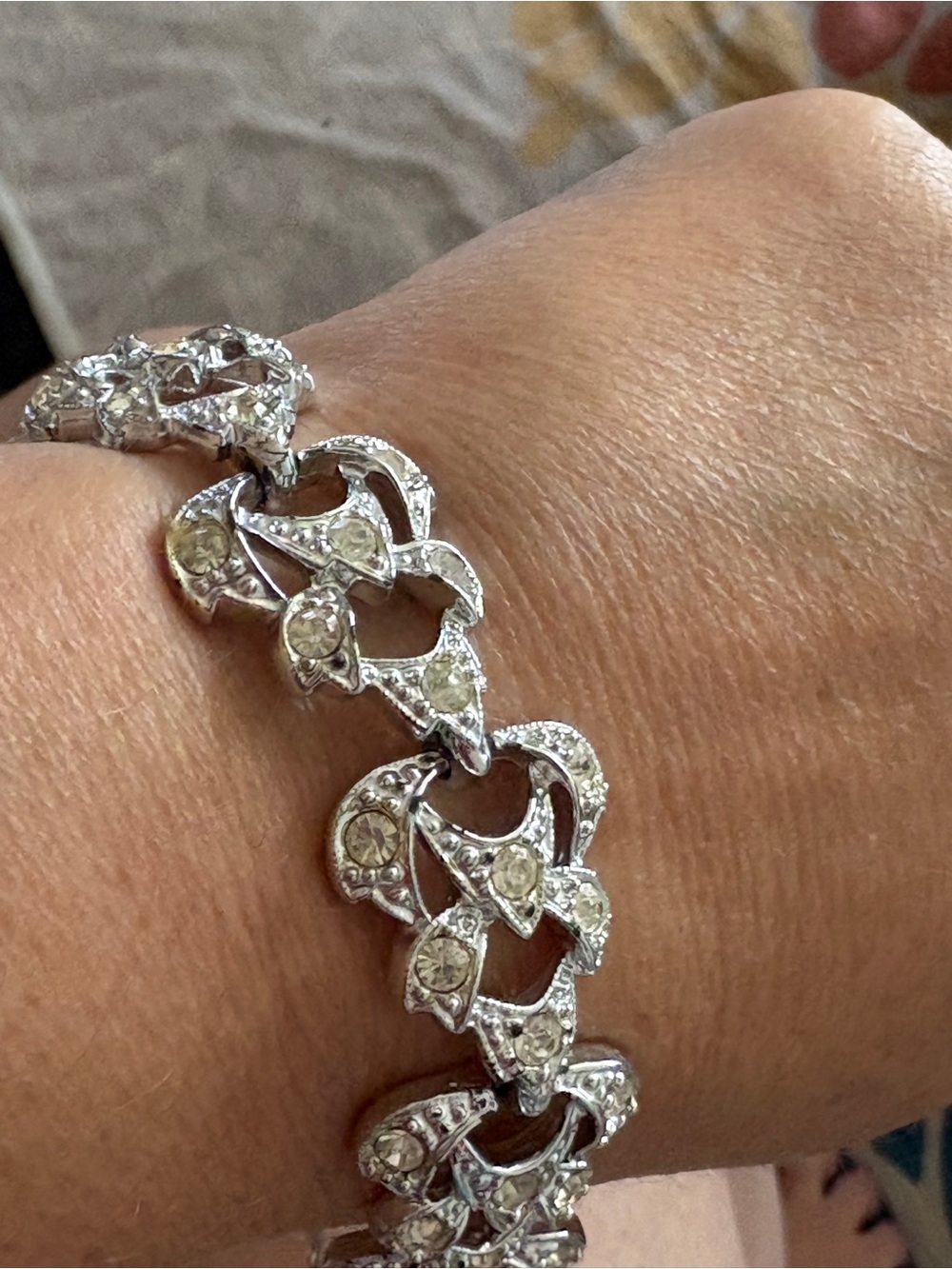 Vintage Sarah CoventrySilver Tone Crystal Link Bracelet - Signed/Stamped EUC